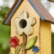 preview thumbnail 61 of 62, Glitzhome 10"H Multicolor Cute Distressed Solid Wood Birdhouse with 3D Flowers