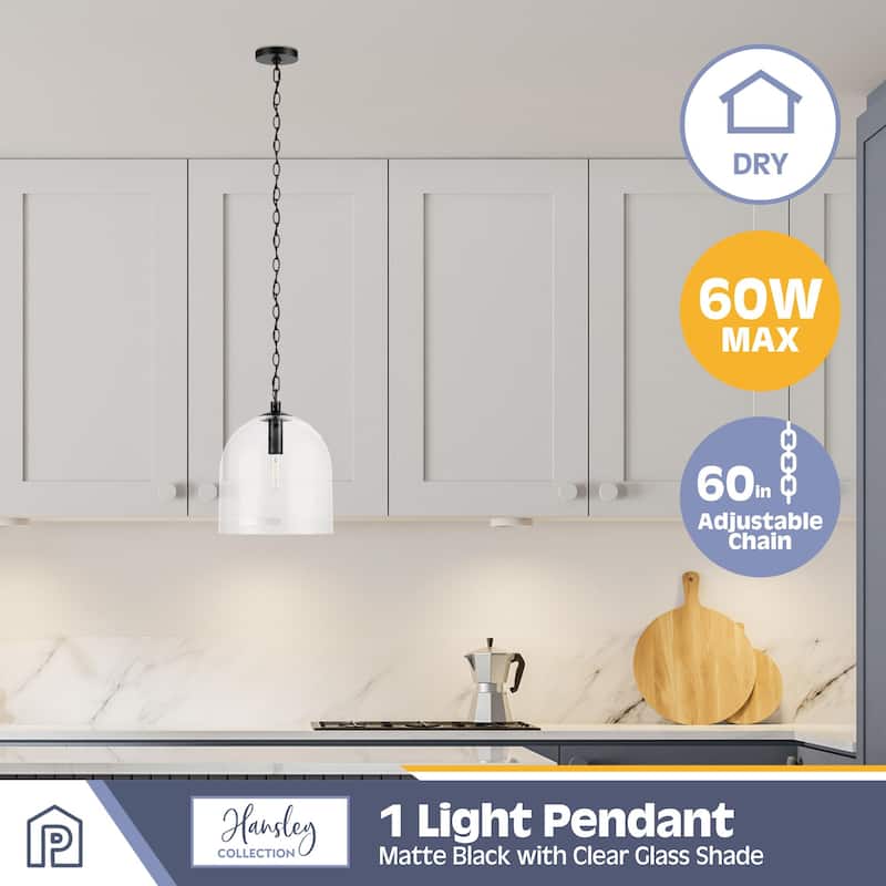 Prominence Home Hansley Pendant Matte Black with Clear Glass
