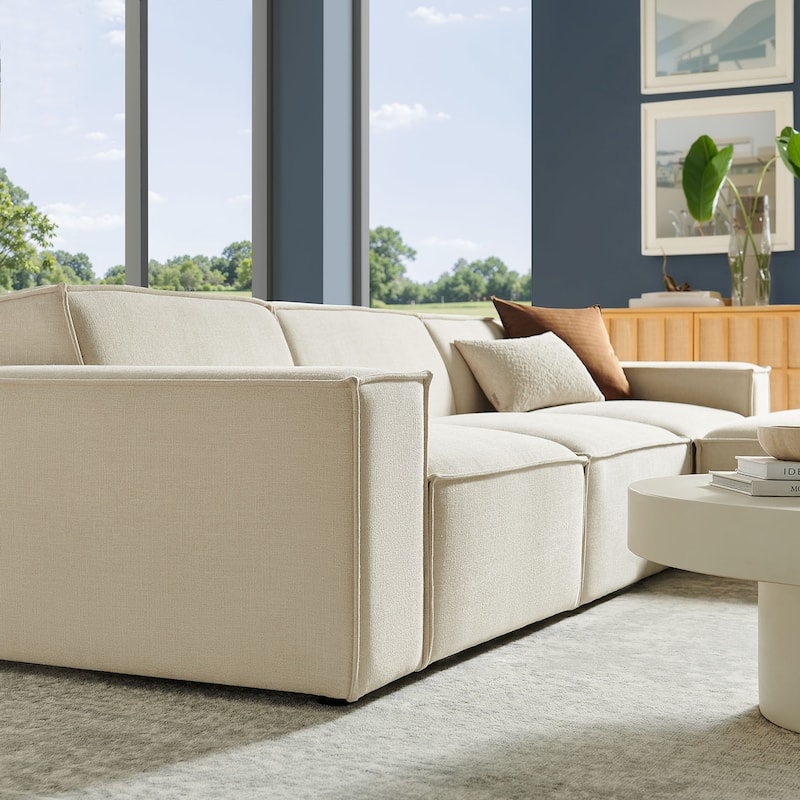 Restore 4-Piece Performance Fabric Upholstered Modular Sofa Set with Ottoman