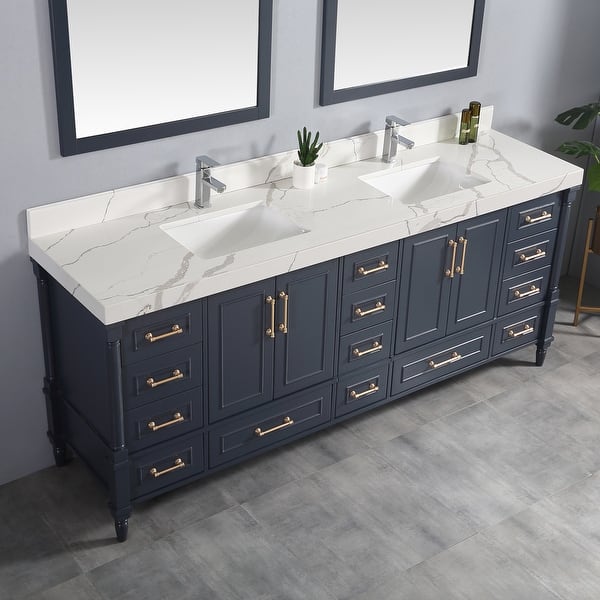 slide 1 of 129, Willow Collection 84 in W x 22 in D x 36 in H Aberdeen Double Bowl Sink Bathroom Vanity with Countertop