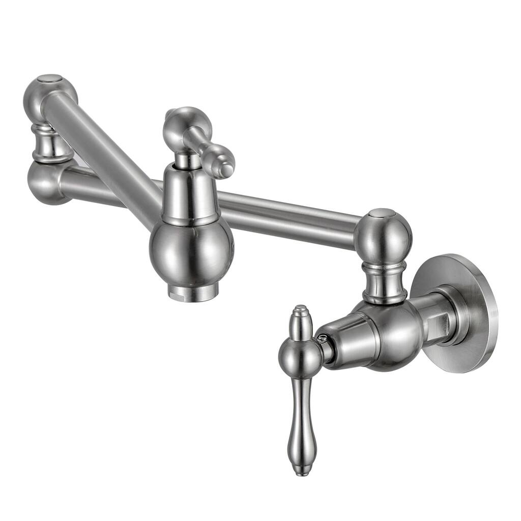 Brushed Nickel Wall Mounted Kitchen Faucet Pot Filler