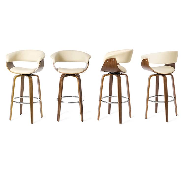 Glitzhome Set of 2 or 4 Modern Counter & Bar Height Wooden Swivel Bar Stools