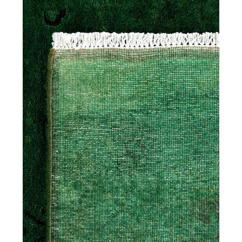 Overdyed One-of-a-Kind Hand-Knotted Area Rug - Green - 3' 1" x 13' 6"