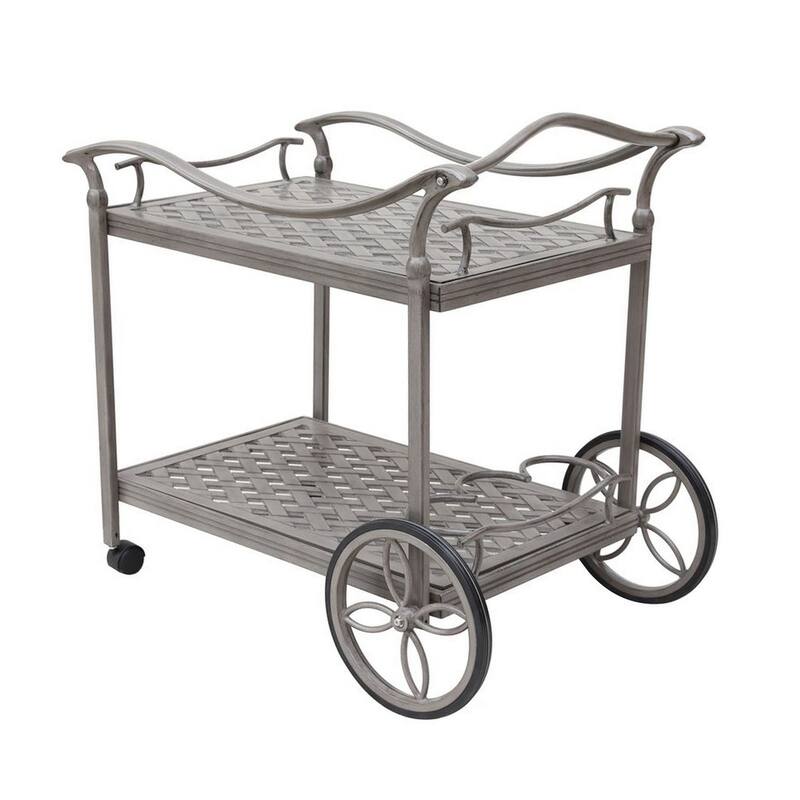 Mace Outdoor Patio Tea Cart, Quiet Rolling Wheels, 36 Inch, Aluminum, Gray