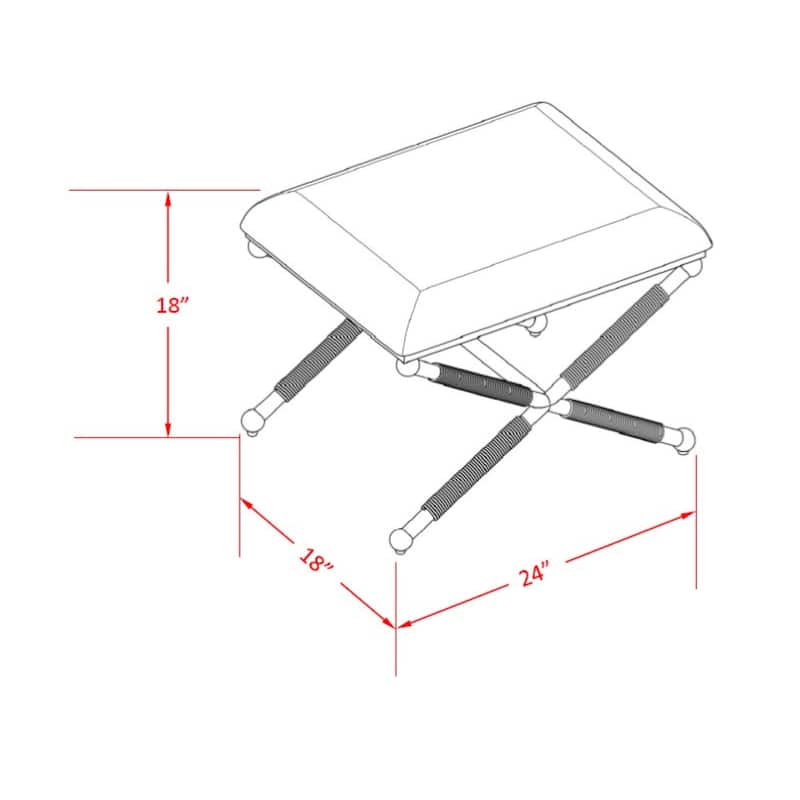 Upholstered Rectangular Top Transitional Ottoman - 24" - Black