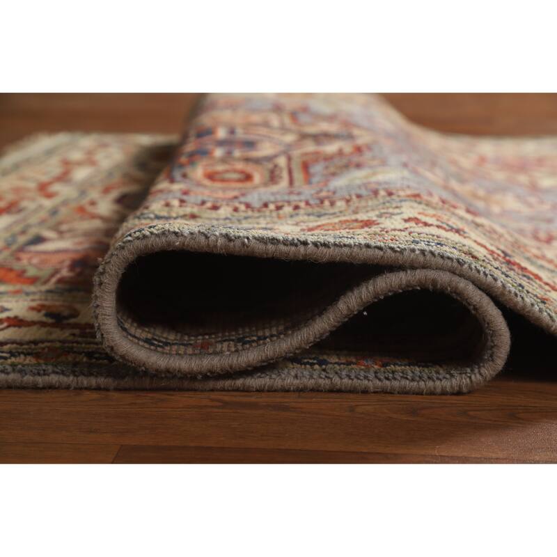 Hand Knotted Oriental 100% Wool Carpet Traditional Medallion Navy Blue & Blues Heriz (serapi) Area Rug - 6' 0'' X 4' 1''