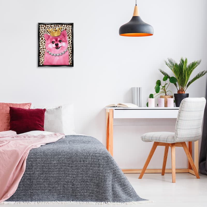 Stupell Pink Royal Pomeranian Framed Floater Canvas Wall Art Design By Matthew Piotrowicz
