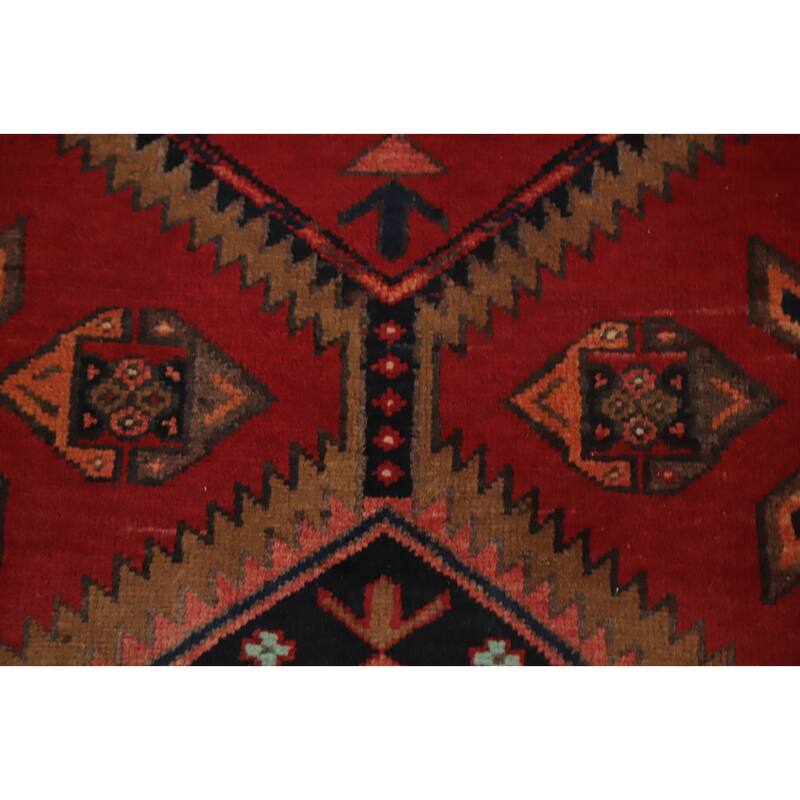 Hand Knotted Oriental 100% Wool Carpet Traditional Geometric Oranges & Rust Ardebil Runner Rug - 10' 7'' X 3' 3''