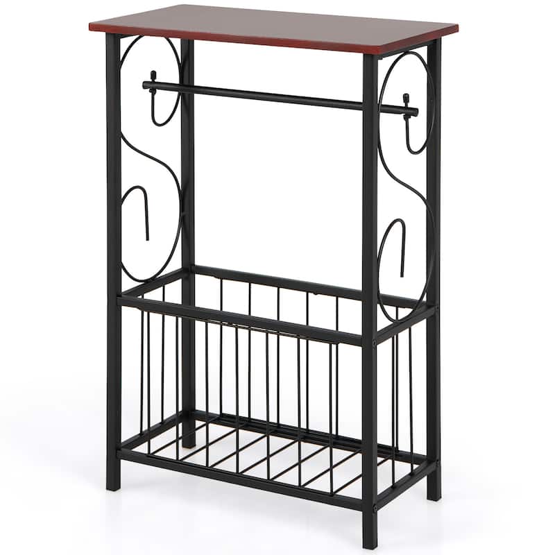 Costway Side Sofa Narrow Table w/ Removable Paper Holder for Living - 14.5'' x 8'' x 21.5''