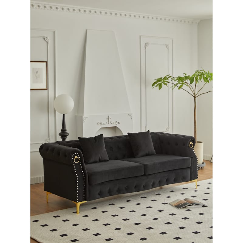 35"D x 85"W x 30.3"H Velvet Chesterfield Button-tufted Sofa