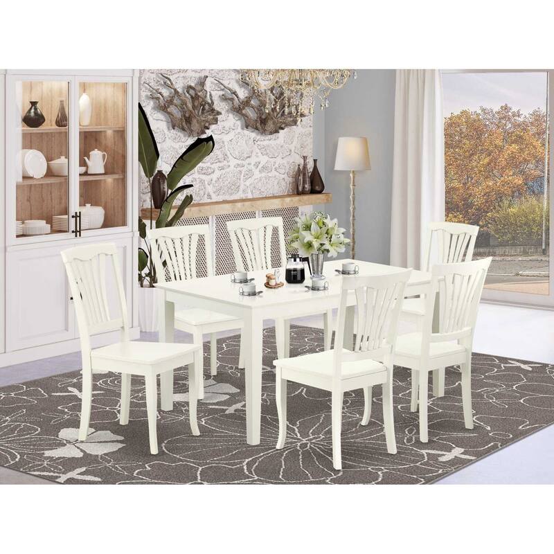 Rectangular Dining Set 7Pc Table & Chair Set - 60 Inch Table, Vertical Slatted Design