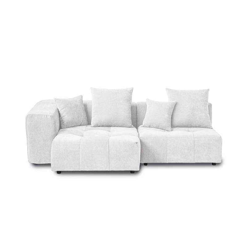 92.04" Linen Modular Sofa Chaise Sectional Sofa with Pillows