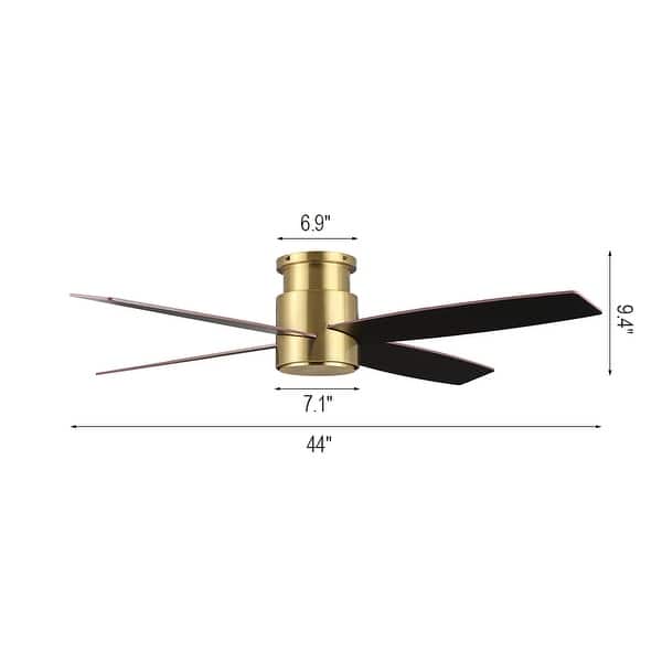 dimension image slide 6 of 8, WINGBO 44" and 52" Flush Mount DC Ceiling Fan without Lights, 4 Reversible Blades