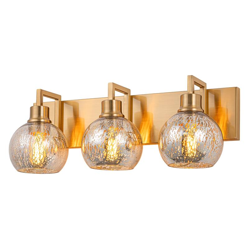 3-Light Mercury Glass Globe Wall Sconce Modern Vanity Light