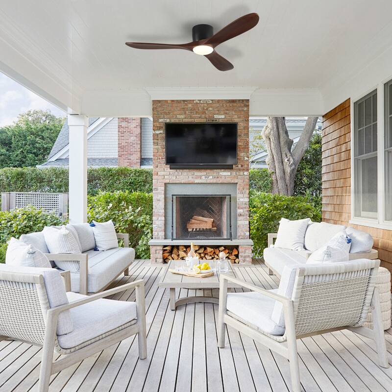 52-inch Ceiling Fan with Light, 3 Light Wood Blades, Remote Control, Reversible DC Motor for Living Room
