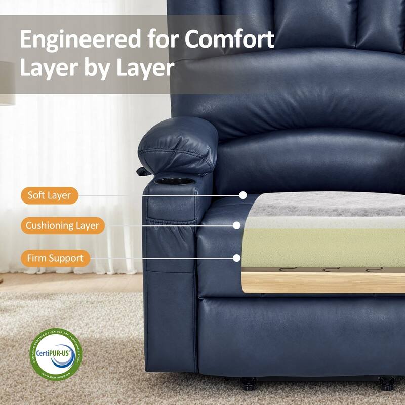 MCombo Power Lift Recliner Chair, Massage and Heat for Elderly, Extended Footrest,Cup Holders, USB Ports 7095