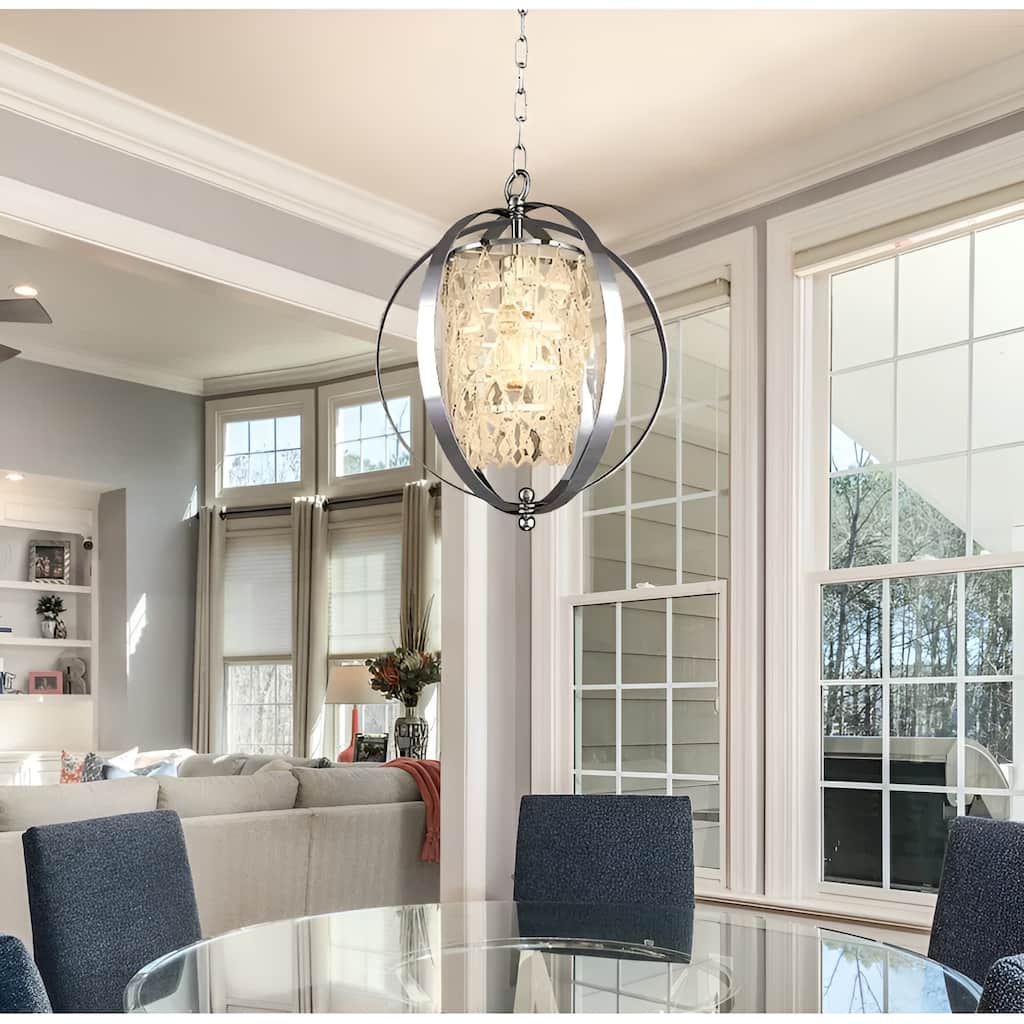 1 Light Mimi Orb Globe Crystal Chandelier 13 Inches Wide - Chrome