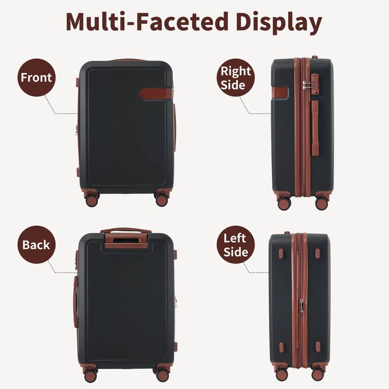 4 Piece ABS Expanable Spinner Wheels Lightweight Luggage Set w/TSA Lock and Compression Packing Cubes