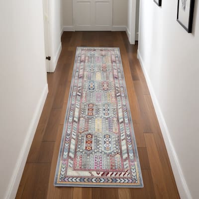 HomeRootsFloral Bohemian Runner Area Rug - 96' X '28' X '0.5