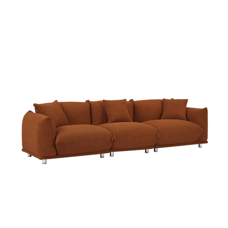 Modern 111" Oversized 3-seater Sofa with Metal Legs and Solid Wood Frame for Living Room