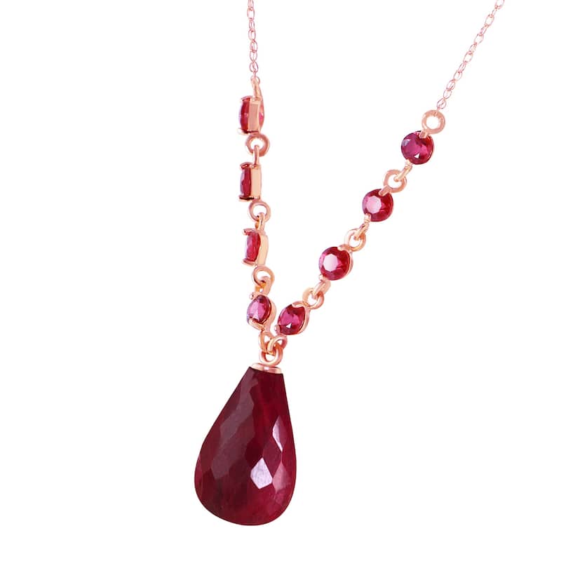 15.8 Carat 14K Solid Gold Everlasting Natural Ruby Briolette Necklace