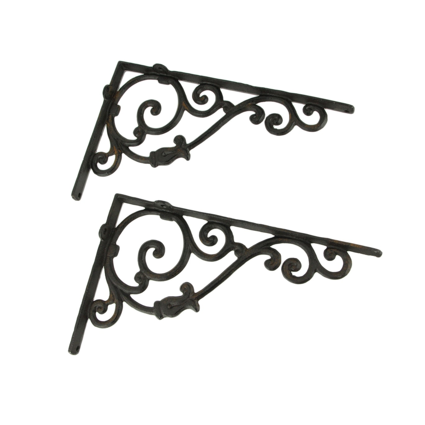 Shop Rustic Brown Cast Iron Scroll Wall Shelf Bracket Set Of 2 8