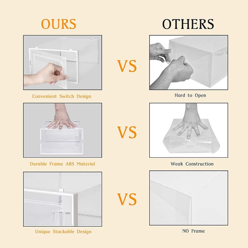 Foldable Storage Containe Plastic Shoe Storage Organizers Stackable Shoe Boxes Set