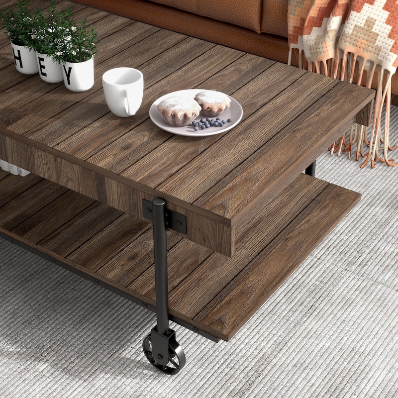 Hyssop Farmhouse 47-inch Steel 1-Shelf Coffee Table by Furniture of America