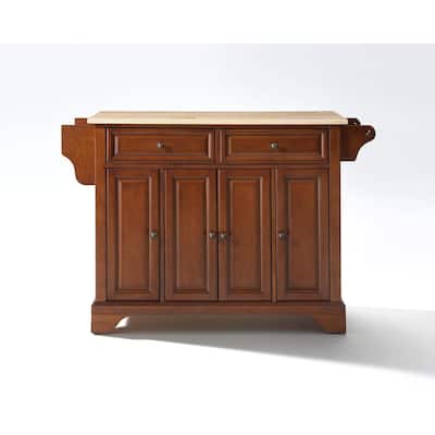 Full Size Kitchen Island Wood Top - Portable Kitchen Cart with Storage & Drawers - Modern Kitchen Furniture