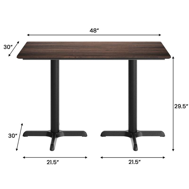 Commercial HPL Tabletop with Table Height Crisscross Base - 48"W x 30"D x 29.5"H