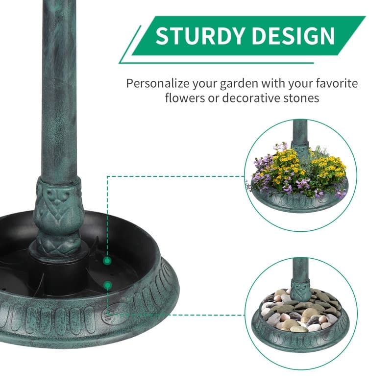 Plastic Birdbath with Solar Light