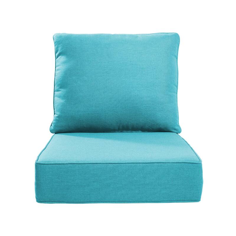 22" W x 24" D x 6" T Outdoor Lounge Chair Replacement Cushion Set Water and Fade Resistant - 1 Set - Light Blue