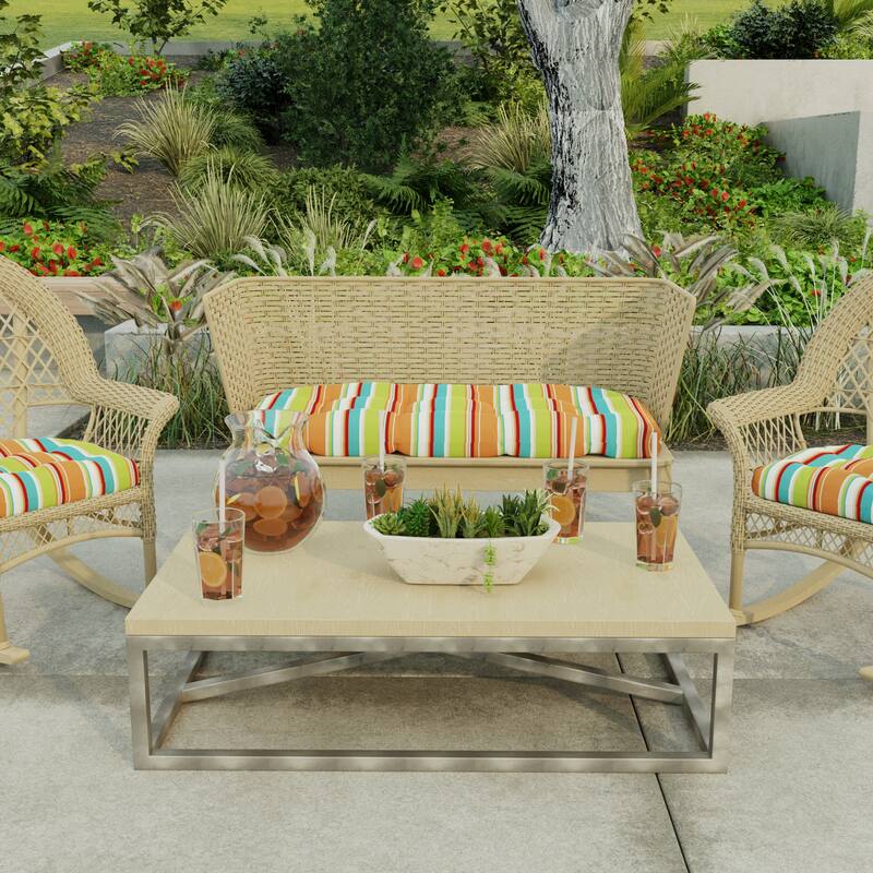 44" x 18" Contoured Outdoor Wicker Bench Cushion - 18'' L x 44'' W x 4'' H - Covert Breeze