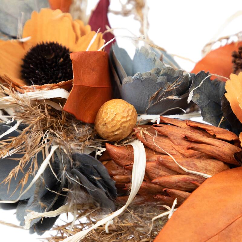 Sunflower and Wheat Artificial Fall Harvest Wreath - 12" - Unlit