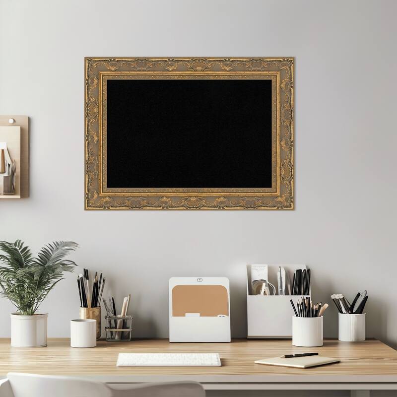 Filigree Gold Framed Cork Board - Bulletin Board, Organization Board, Pin Board