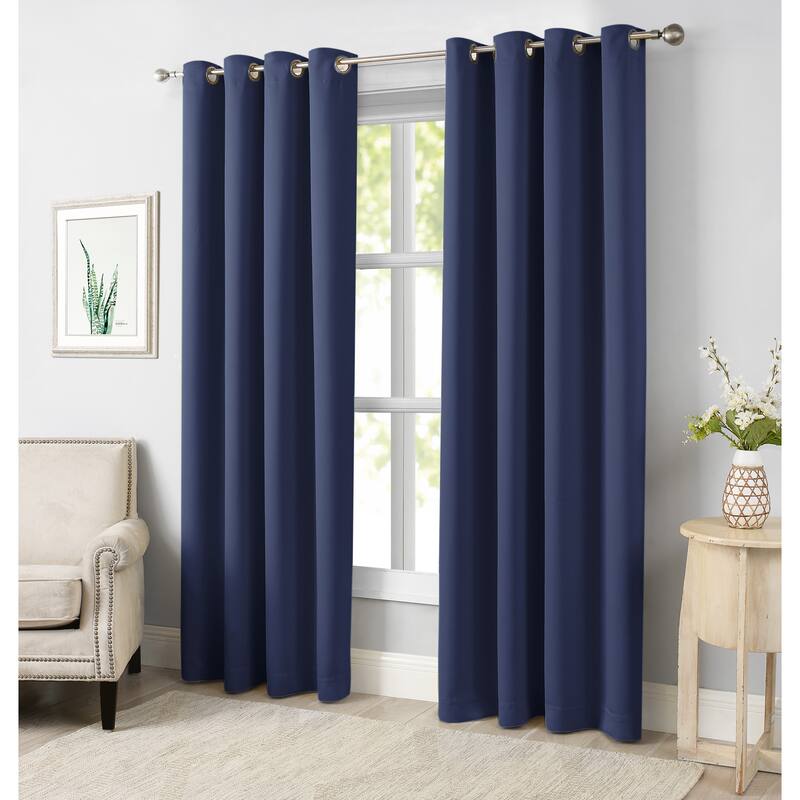 Window Curtains With Blackout Design (Set of 2) - 52"x108" - Navy Blue