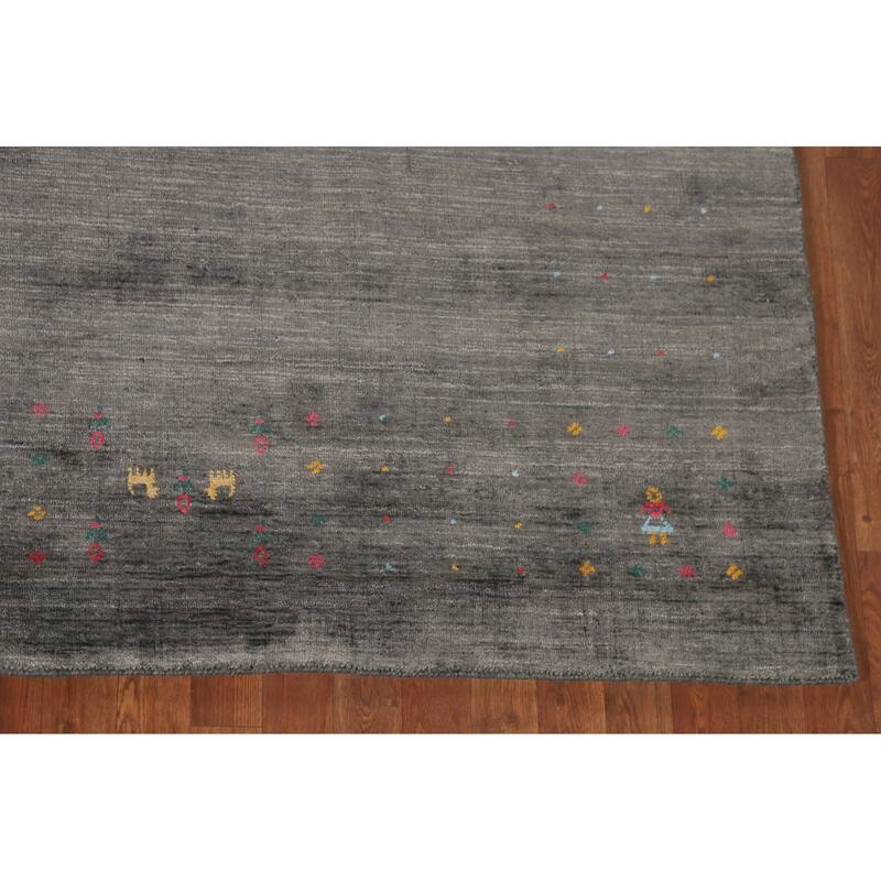 Tribal / Stripe Gabbeh Oriental Area Rug Handmade Wool Carpet - 7'11" x 9'10"