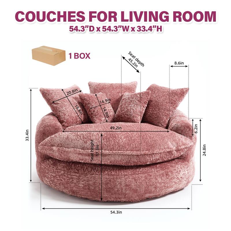 Rossetta Oversized Round Polyester Foam Chair with Pillows