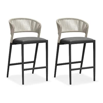 PURPLE LEAF Outdoor Counter Height Bar Stool Set of 2 Outdoor Patio Aluminum Chairs with Cushions