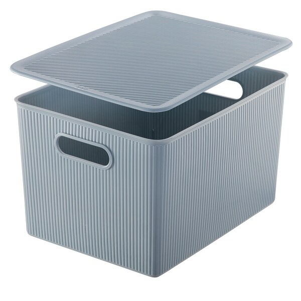 Superio Ribbed Storage Bin with Matching Lid - 15