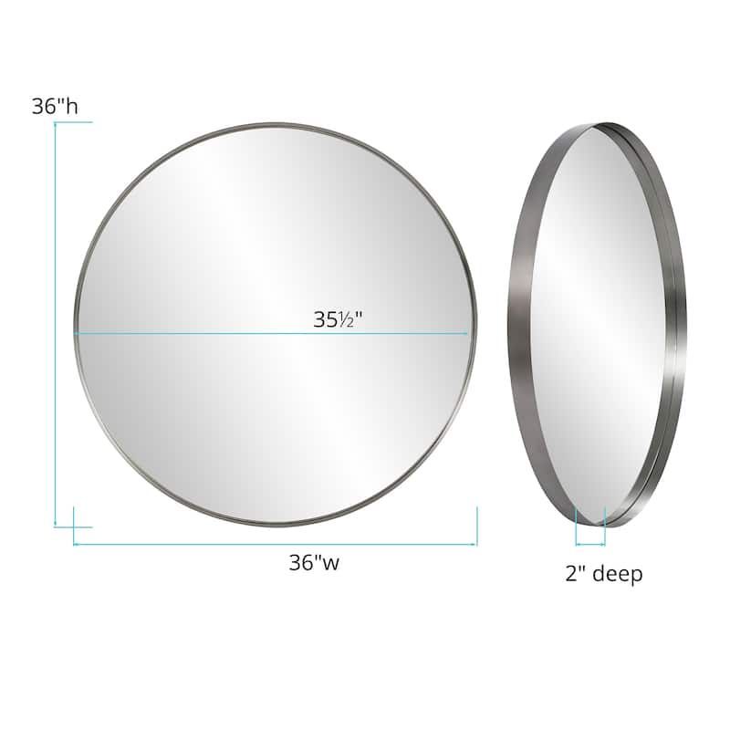 Allan Andrews Steele Silver Round Wall Decorative Accent Mirror - 36 x 36