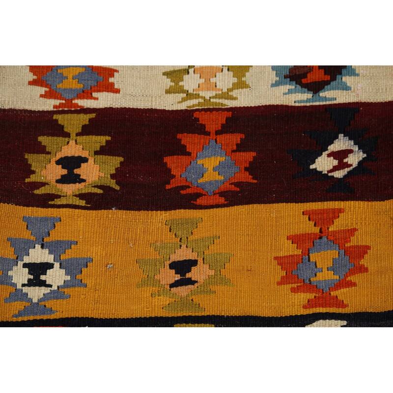 Tribal Kilim Qashqai Persian Vintage Rug Hand-Woven Wool Carpet - 4'7"x 7'5"