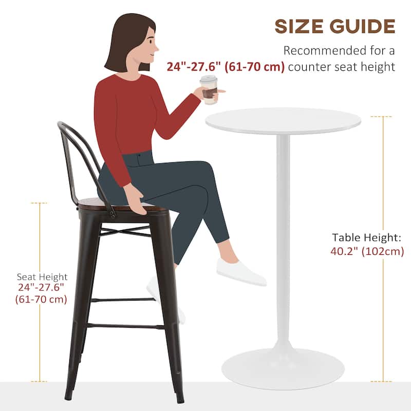Bar Table with Round Top and Steel Base for Home Bar