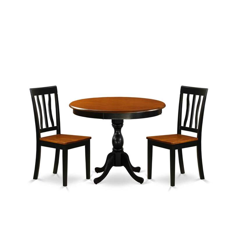 Coastal Chic 3Piece Kitchen Table Set - Dining Table with 2 Chairs - Black Finish