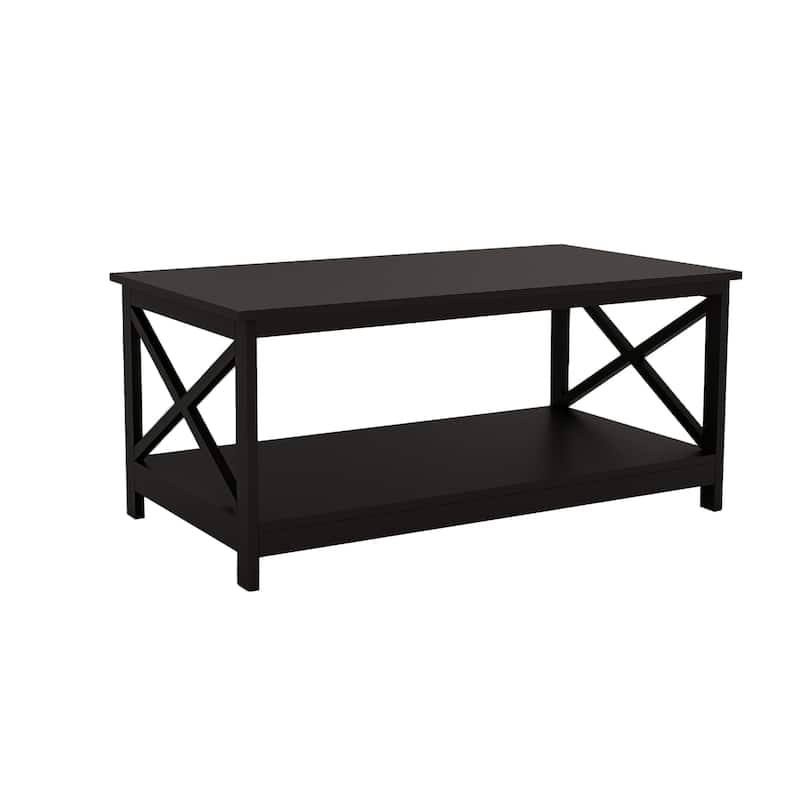 Rectangle Wooden Coffee Table 2-Tier End Table
