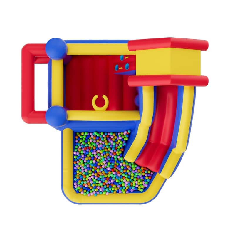 Inflatable Outdoor Trampoline Jumping Bouncer House with Blower Slide and Storage Bag - 131.1” x 133.1” x 90.6”