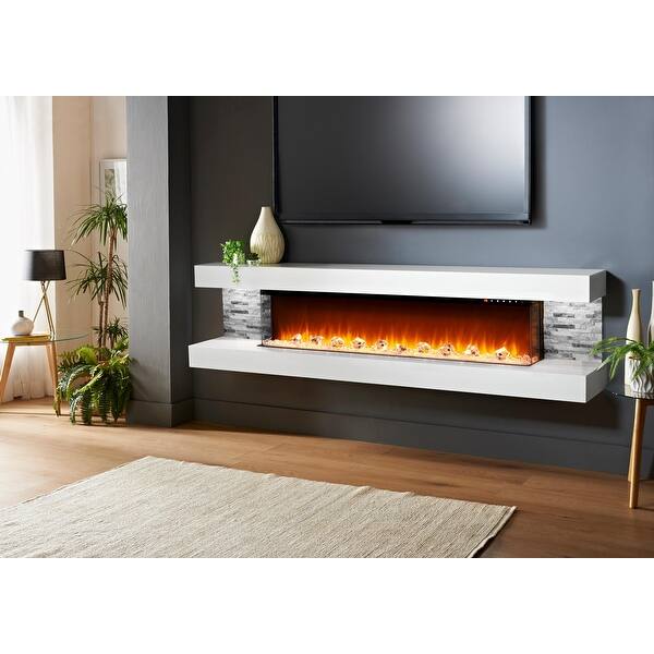Shop Evolution Fires Vegas 96 Electric Fireplace Gray Stone Tiles Overstock 31306073
