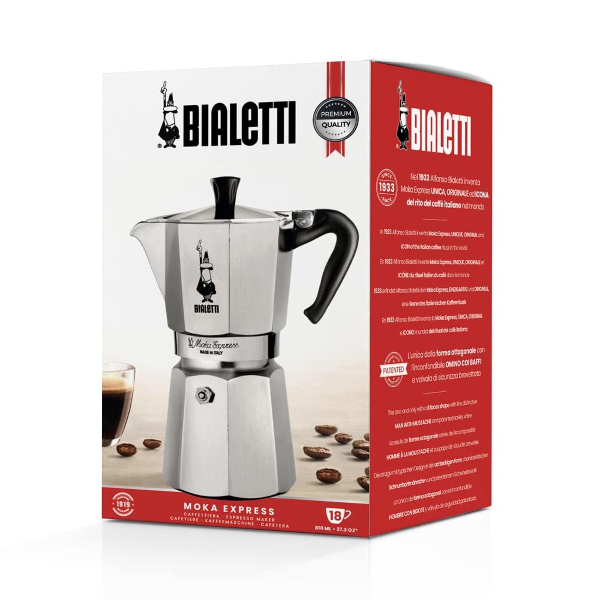 Moka Express 18-Cups Iconic Stovetop Espresso Maker, Aluminum Silver - Bed  Bath & Beyond - 41877657