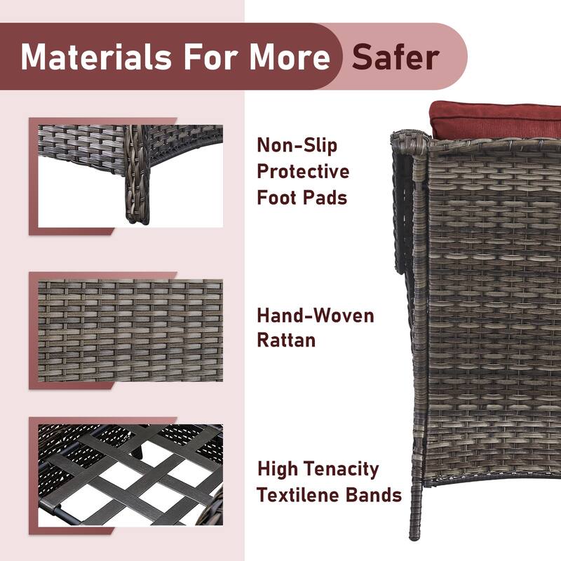 Outdoor Patio Chairs with Loveseat Table Grey-Red - Grey