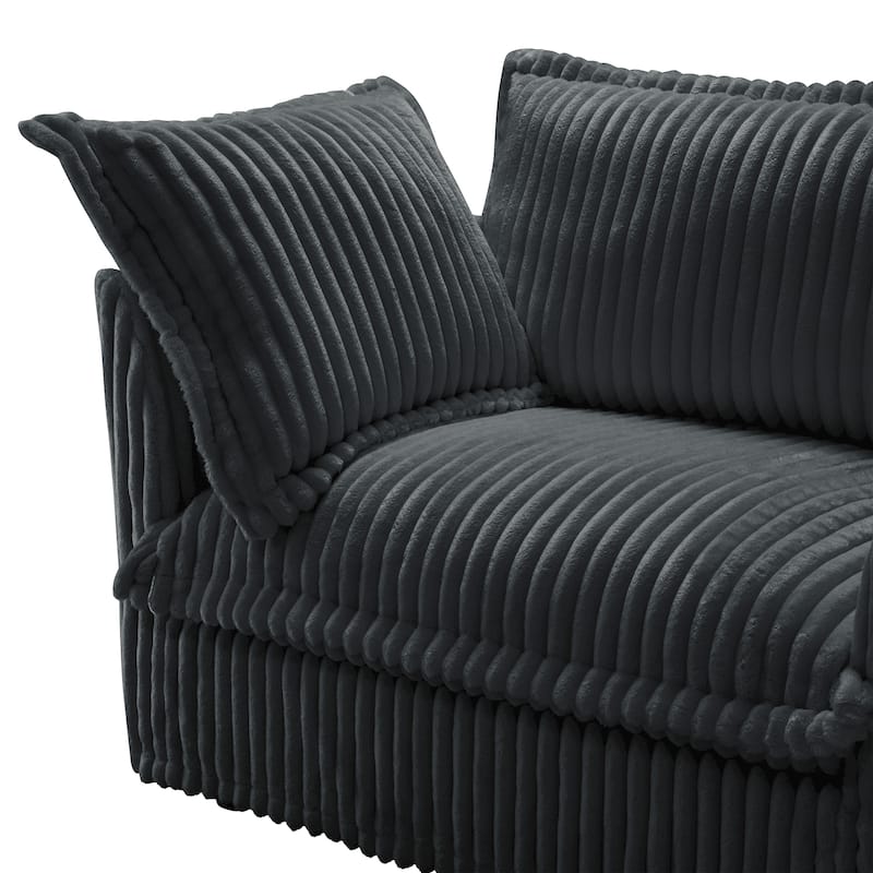 Upholstered Sofa for Living Room, U-Shaped Modular Sectional Sofa, Deep Seat 3-Seater Couch with Multiple Cushions for Apartment